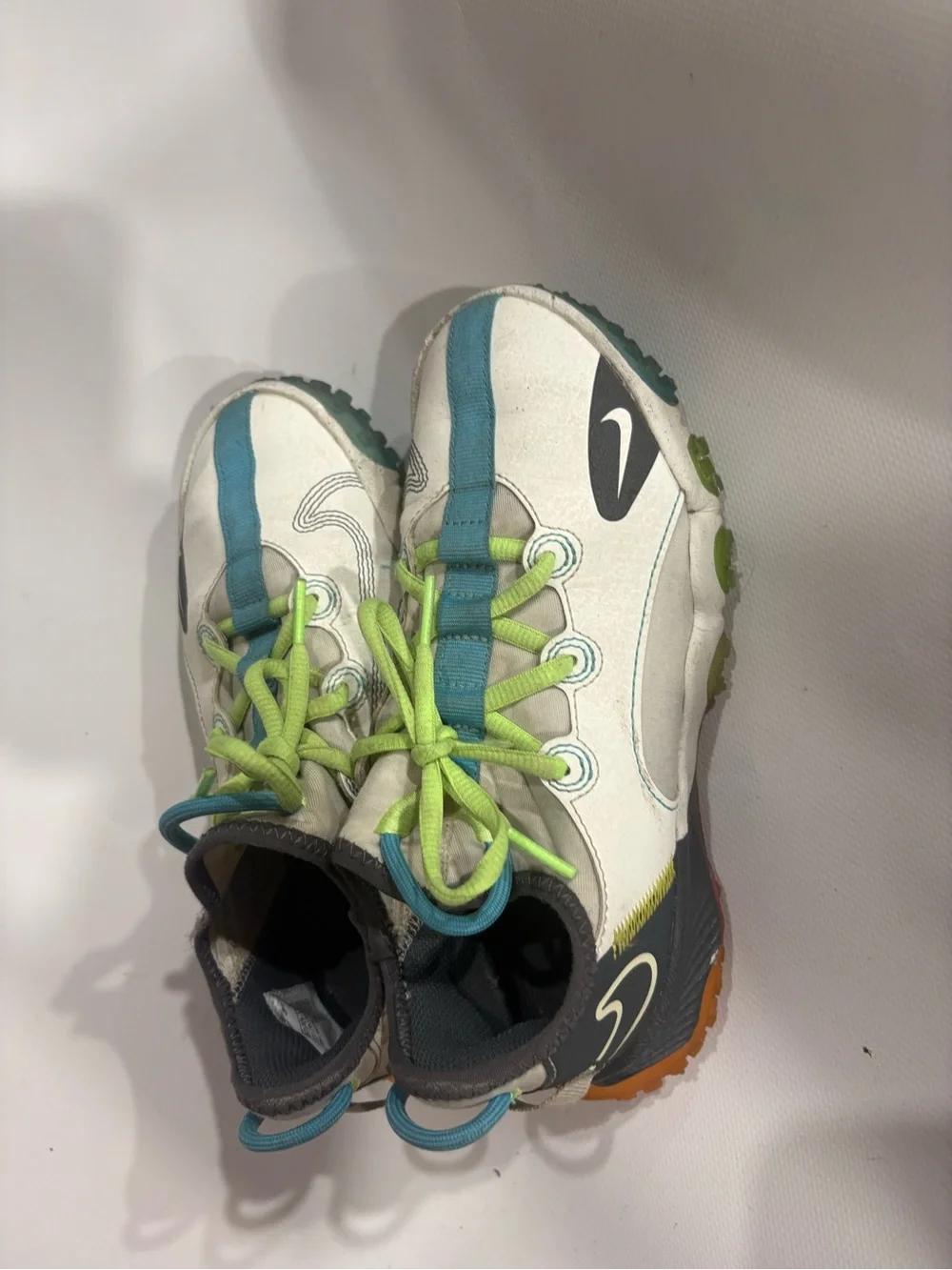 Nike Kids White Teal Lime Trail Sneakers
